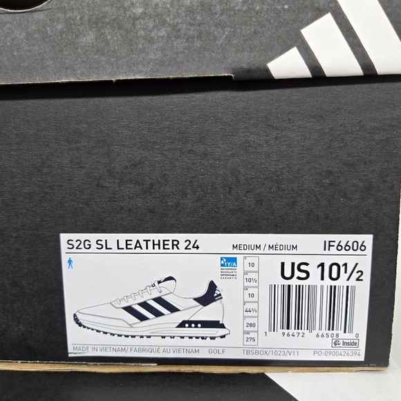 New adidas S2G Spikeless Leather 24 Golf White Navy Men\'s Shoes Size 10.5
